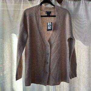 C by Bloomingdale's Oversized Cashmere Cardigan Heather Oatmeal XS SM XL FIRM